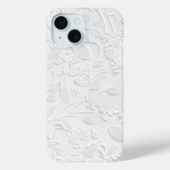 Intricate White Floral Embossed Phone Case (Rückseite)