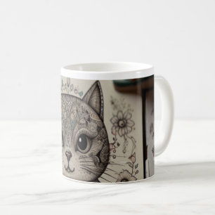 Intricate Zen-Katze-Mandala illustrierte Kaffeetas Kaffeetasse