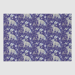 Intricated Blue Rabbit Bird Morris Style Muster Seidenpapier