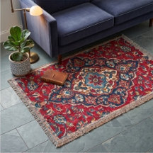 Intricately Woven Persian Rug Red Floral