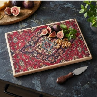 Intricately Woven Persian Rug Red Floral Schneidebrett