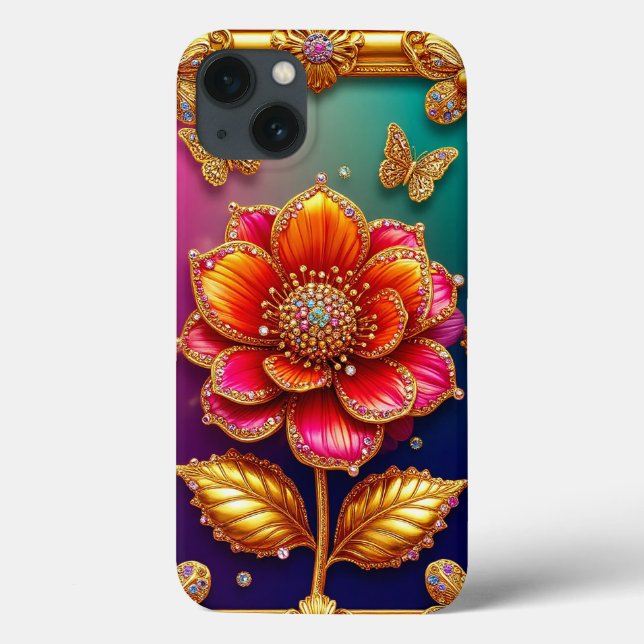 Intricentierte Goldene Blume Art Case-Mate iPhone Hülle (Rückseite)