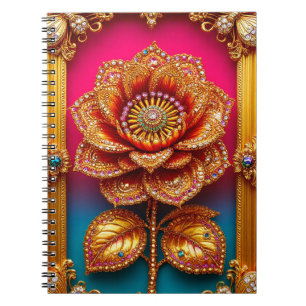 Intricentierte Goldene Blume Art Notizblock