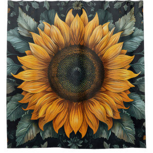 Intricentierte Sonnenblume Botanische Kunst Duschvorhang