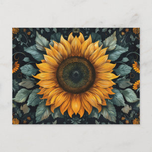 Intricentierte Sonnenblume Botanische Kunst Postkarte