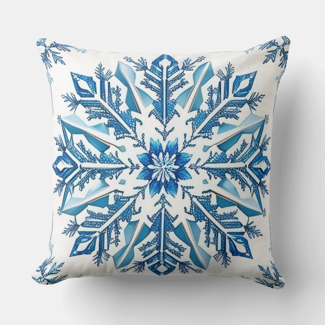 Intricentive Blue Snowflake Design Kissen (Vorderseite)