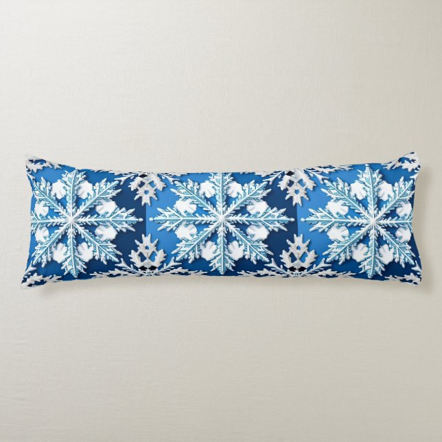 Intricentive Blue Snowflake Design Seitenschläferkissen (Vorderseite)