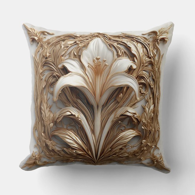 Intricentive Golden Embellished Floral Relief Kissen (Vorderseite)