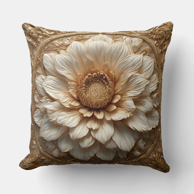 Intricentive Golden Embellished Floral Relief Kissen (Vorderseite)