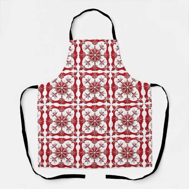 Intricses Red Snowflake Design Schürze (Vorderseite)