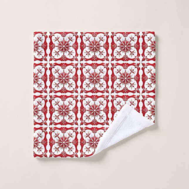 Intricses Red Snowflake Design Waschlappen (Waschlappen)