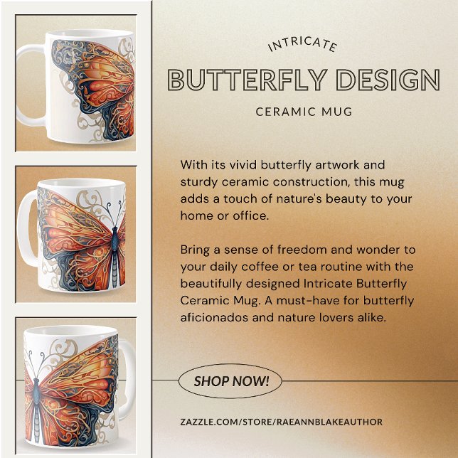 Intricsive Butterfly Design Keramik Tasse (Von Creator hochgeladen)
