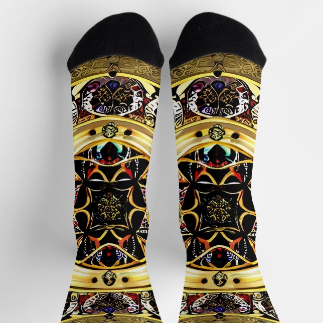 Intrigant detailliertes Mandala mit lebendigen Far Socken (Oben)