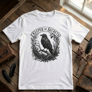 Intrigante Gothic-Raben-Schrift Dark-Academia-Kuns T-Shirt
