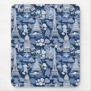 Intrigantes blaues Pariser Toile-Muster Mousepad