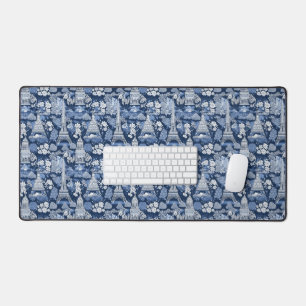 Intrigantes blaues Pariser Toile-Muster Schreibtischunterlage