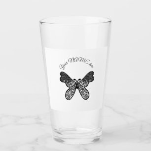 Intrigantes Boho-Mandala-Schmetterling-Schwarz-Wei Glas