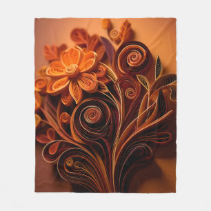 Intrigantes herbstliches Quilling-Blumenbouquet Fleecedecke