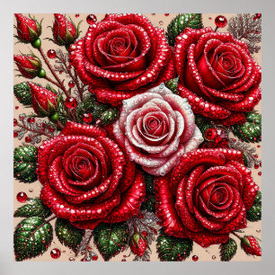 Intrigantes, mit Edelsteinen verziertes florales D Poster