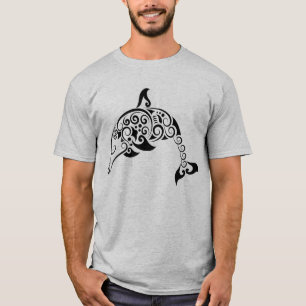 Intrigantes, verziertes Mandala-Delfin-Design T-Shirt