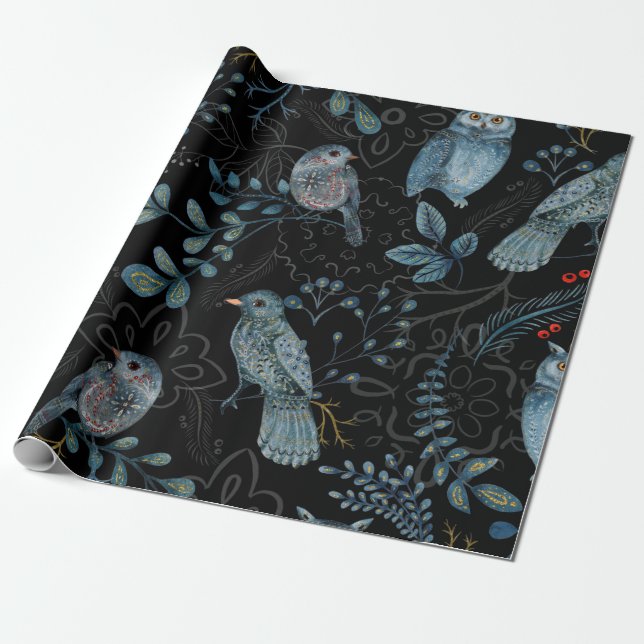 Intrigates Blumen- und Paisleymuster  Geschenkpapier (Ungerollt)