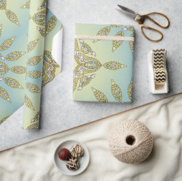 Intrigates Blumenmuster mit symmetrischen Blättern Geschenkpapier