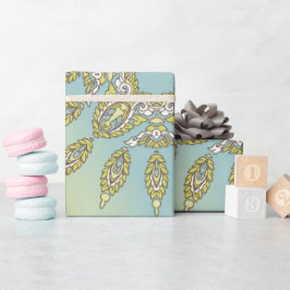 Intrigates Blumenmuster mit symmetrischen Blättern Geschenkpapier