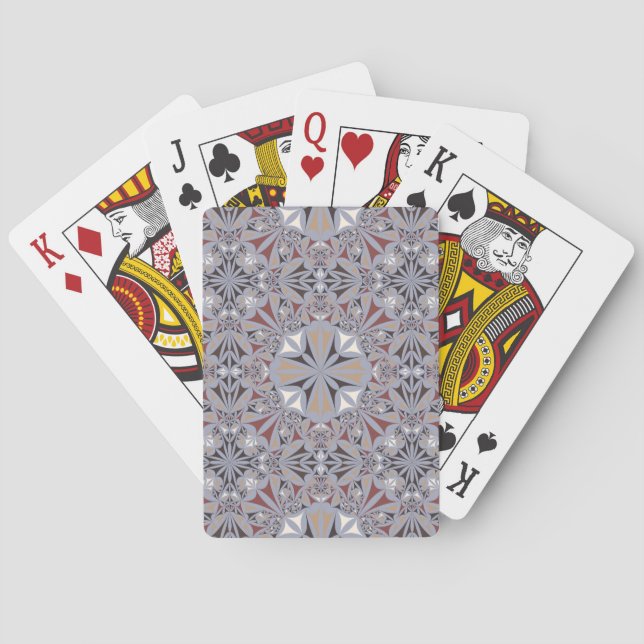 Intrigates Graustufen-Blumen-Mandala-Muster, indiv Spielkarten (Rückseite)