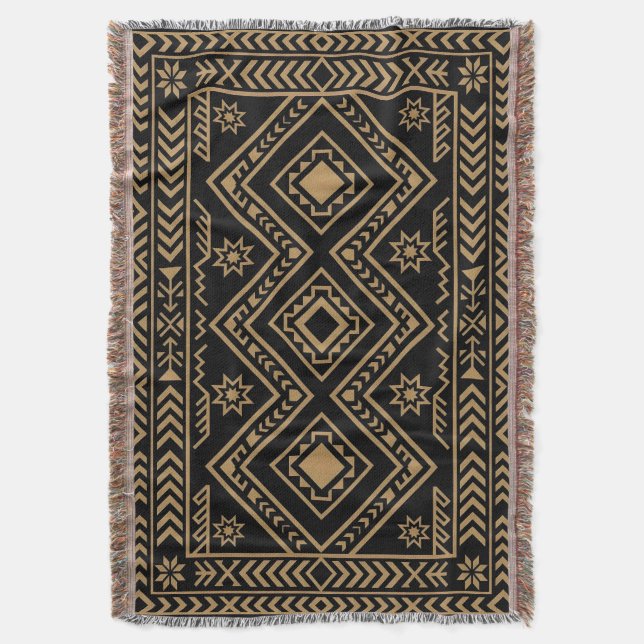 Intrigates schwarzes Gold geometrisches Oberfläche Decke (Vorderseite Vertikal)