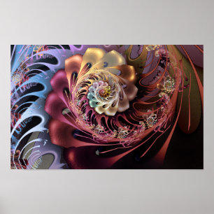 Intrige Komplizierte Flammen-Fraktal-Spiralblüte i Poster