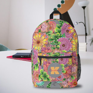 Intrigenzer Tanz Farbige Blumen und Blätter Bedruckter Rucksack