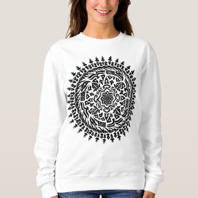 Intrigeometrische heilige Geometrie handgefertigte Sweatshirt (Vorderseite)