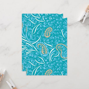 Intrignes türkisfarbenes Stoffdesign mit Paisley-M Einladung