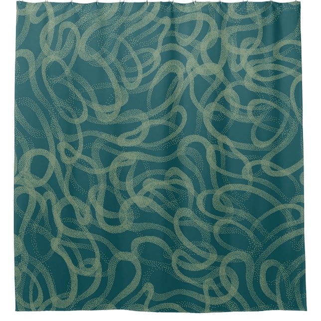 Intrikate, gepolsterte Textur, türkisfarbener abst Duschvorhang (Vorderseite)