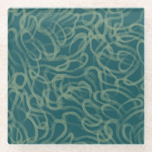 Intrikate, gepolsterte Textur, türkisfarbener abst Glasuntersetzer