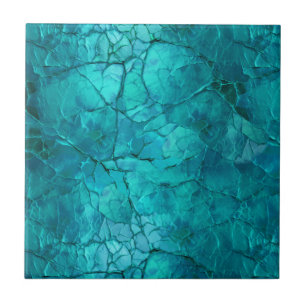 Intrikate Krebse, Linien in Aquamarin und Türkis Fliese