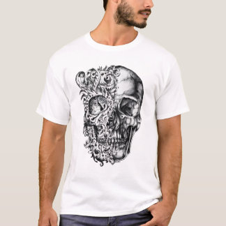 Intrikater Gothic-Halbschädel-Aufkleber T-Shirt