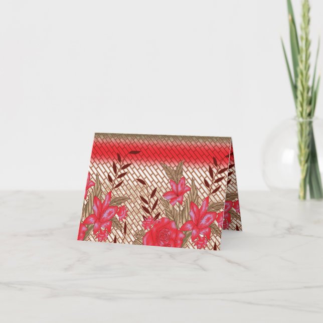 Intrikates Stoffdesign mit Blumenmuster Dankeskarte (Vorderseite)