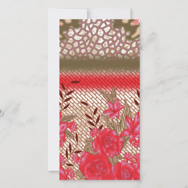 Intrikates Stoffdesign mit Blumenmuster Dankeskarte (Vorderseite)