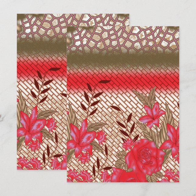 Intrikates Stoffdesign mit Blumenmuster Dankeskarte (Vorne/Hinten)