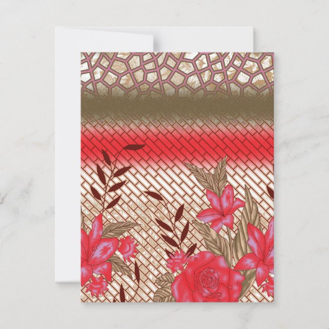 Intrikates Stoffdesign mit Blumenmuster Feiertagskarte (Vorderseite)