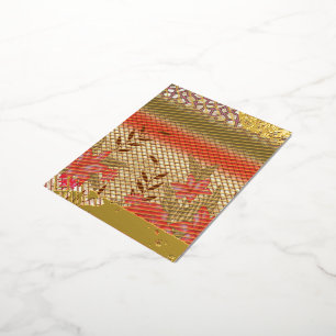 Intrikates Stoffdesign mit Blumenmuster Folie Einladungspostkarte