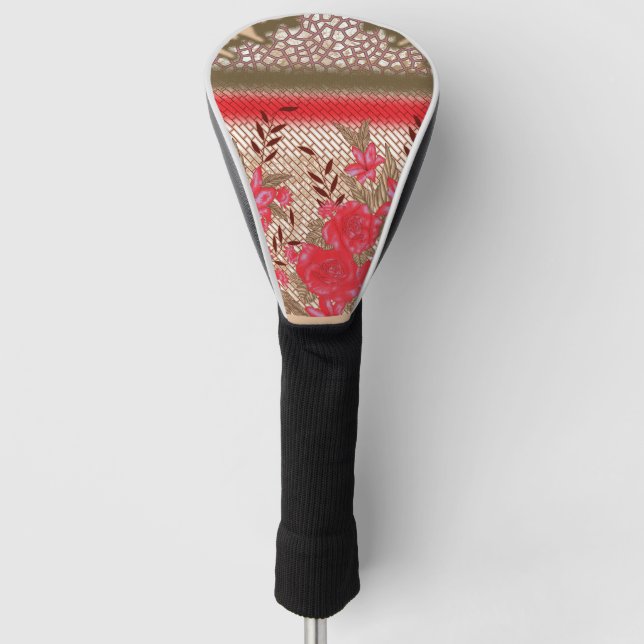 Intrikates Stoffdesign mit Blumenmuster Golf Headcover (Vorderseite)