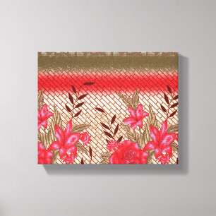 Intrikates Stoffdesign mit Blumenmuster Leinwanddruck