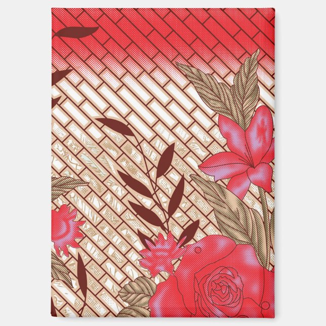 Intrikates Stoffdesign mit Blumenmuster Magnet (Vorderseite)