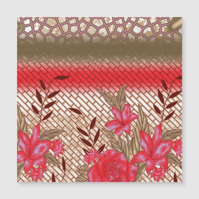 Intrikates Stoffdesign mit Blumenmuster Magnetkarte (Vorderseite)