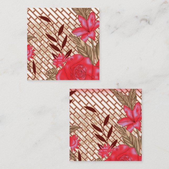 Intrikates Stoffdesign mit Blumenmuster Mitteilungskarte (Vorne/Hinten)
