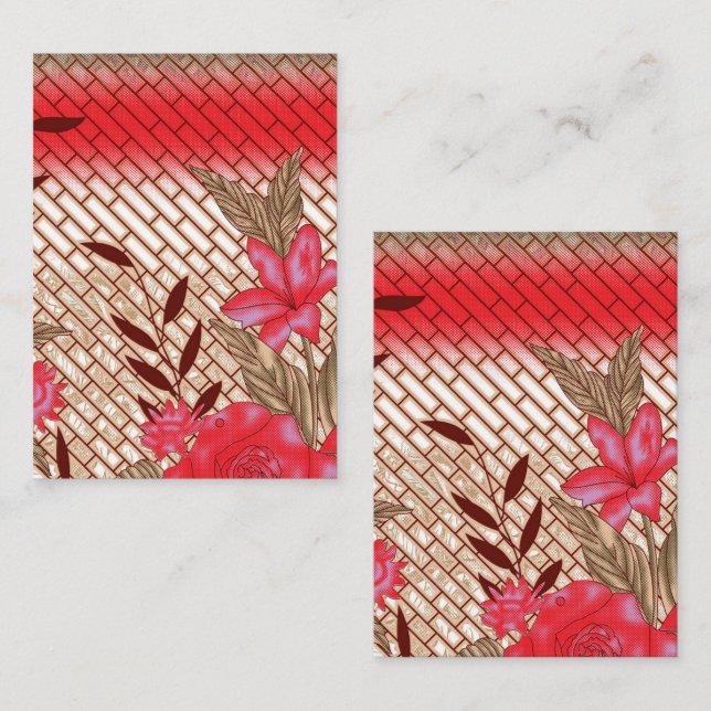 Intrikates Stoffdesign mit Blumenmuster Mitteilungskarte (Vorne/Hinten)