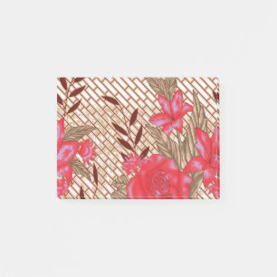Intrikates Stoffdesign mit Blumenmuster Post-it Klebezettel