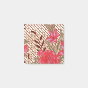 Intrikates Stoffdesign mit Blumenmuster Post-it Klebezettel